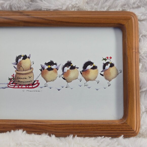 V. Pfeiffer “Grade A - Birdseed” Framed – Whimsical Chickadee Signed Art Print - Picture 3 of 5